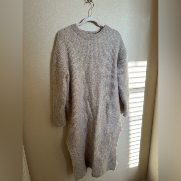 & Other Stories Oversized Sweater Wool Blend Knit Midi Dress Sz Medium Cream - Picture 5 of 7